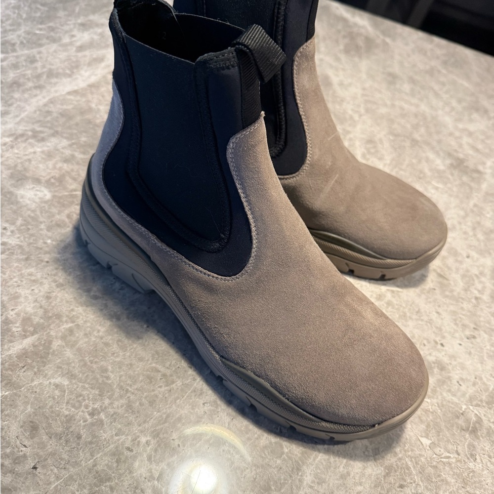 Taupe and Black Chelsea Boots